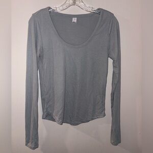 Gray ribbed long sleeve